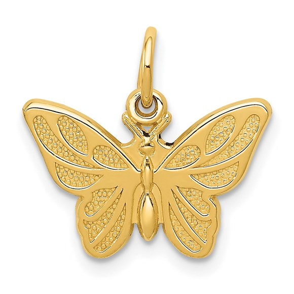 14k Yellow Genuine Gold Butterfly Necklace Charm Pendant